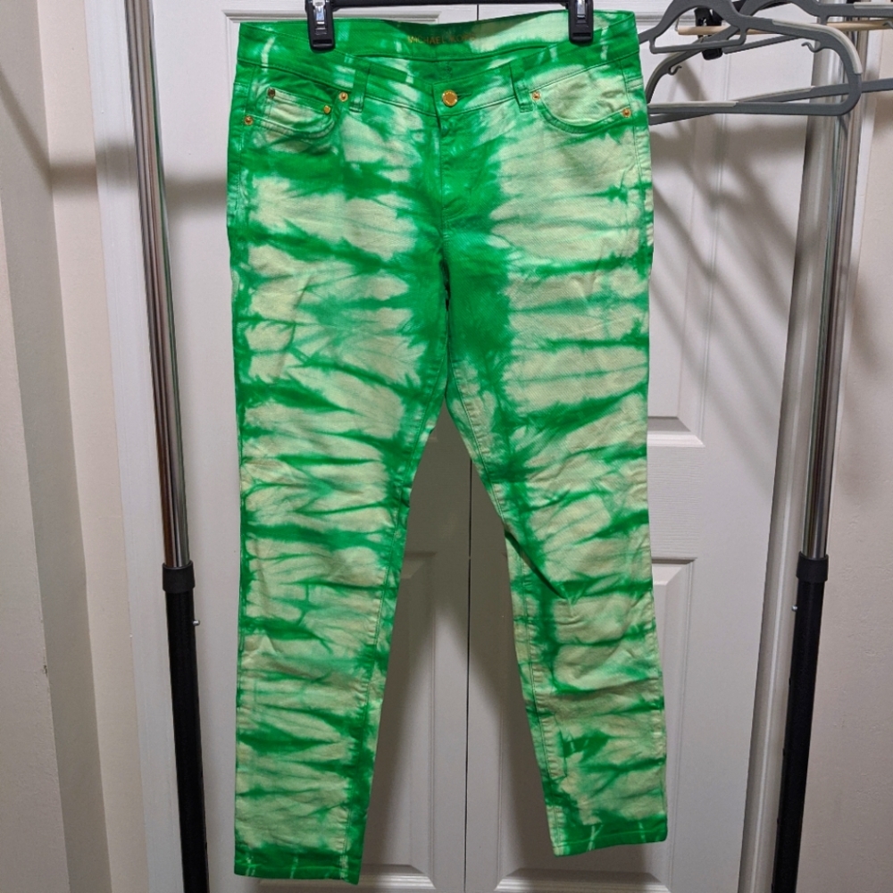 Micheal Kors green tie dye jeans NWOT